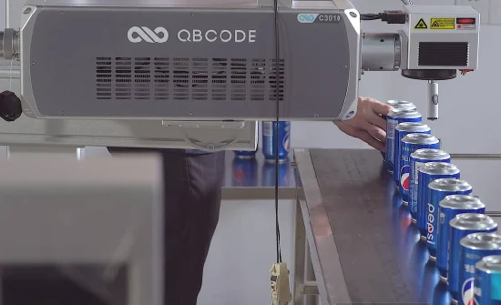 Qbcode C-Series Machine de marquage laser CO2 30W Machine de marquage/gravure et de découpe volante en ligne pour bois/nourriture/eau/métal avec CE